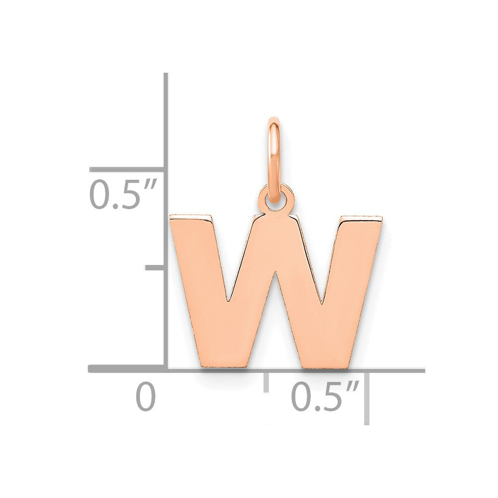 10k Rose Gold Letter W Initial Pendant