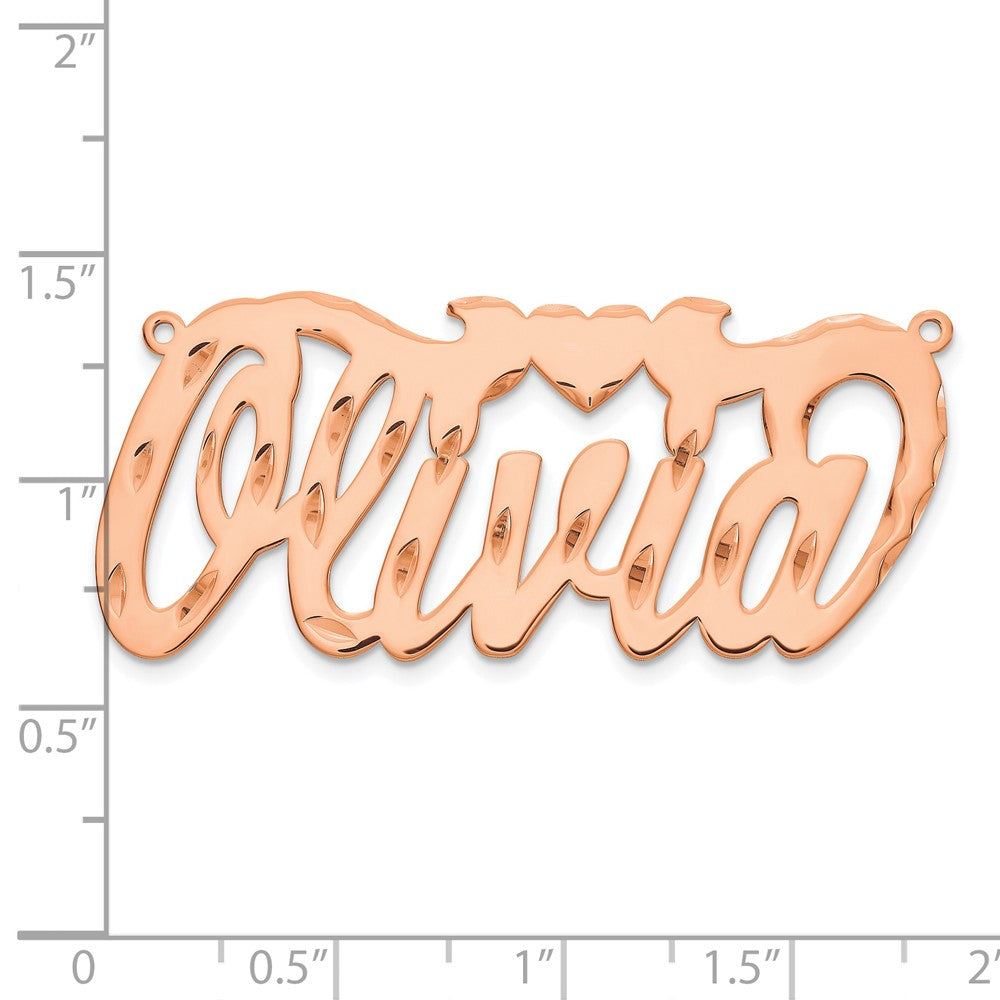 14k Rose Gold Diamond-cut Heart Name Plate