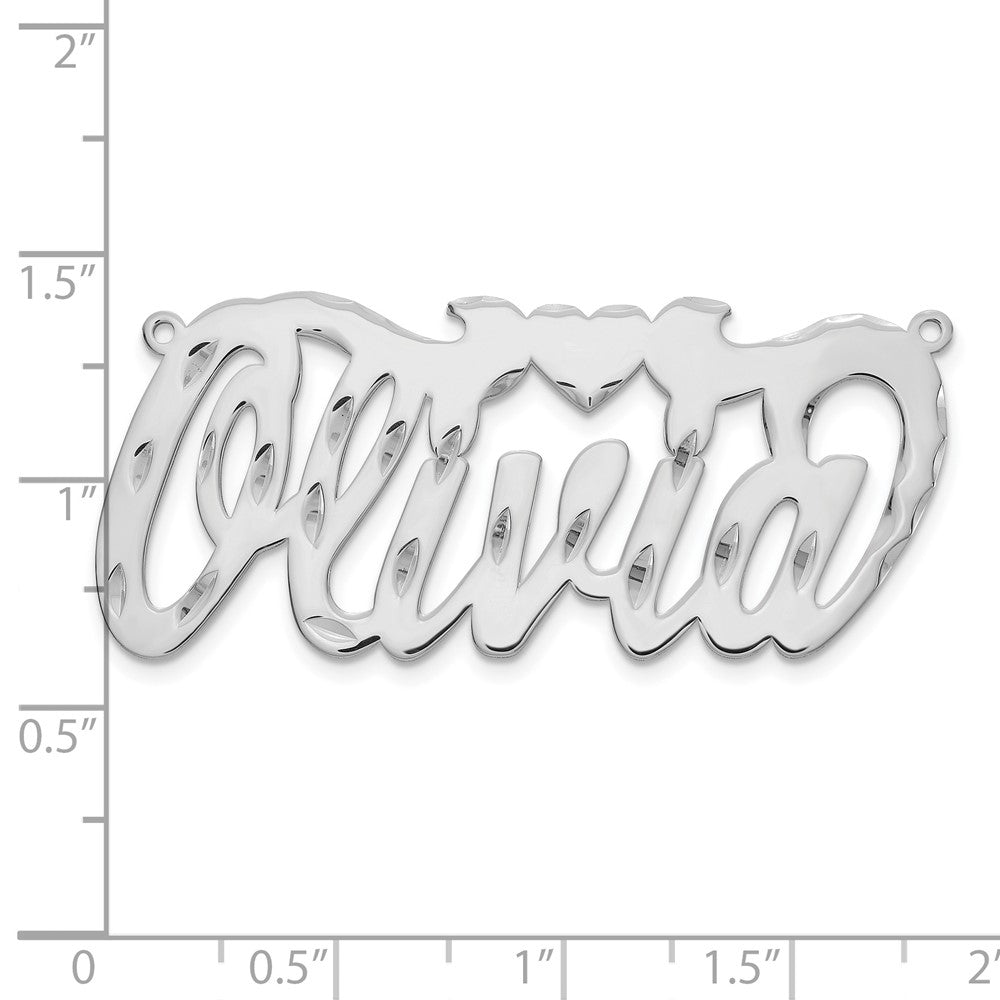 10k White Gold Diamond-cut Heart Name Plate