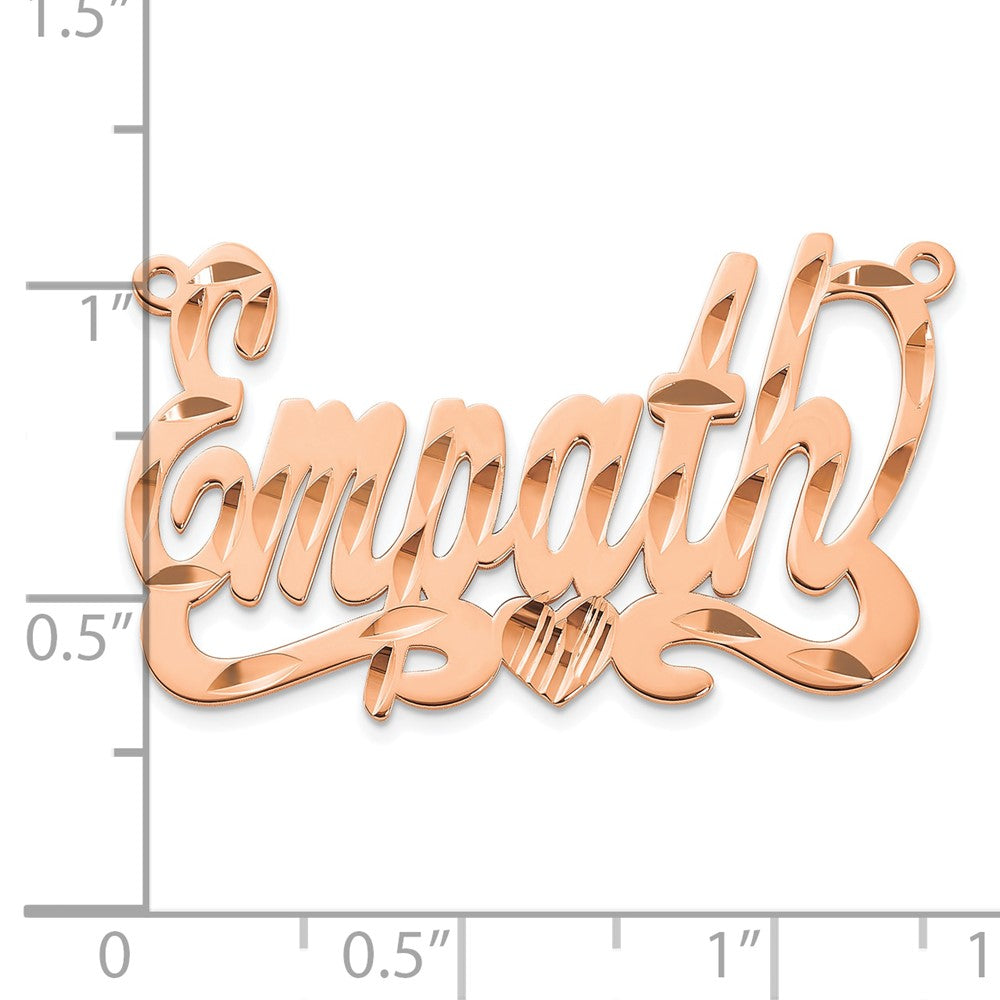14k Rose Gold Diamond-cut Heart Name Plate