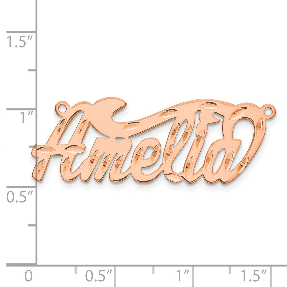 14k Rose Gold Diamond-cut name Plate