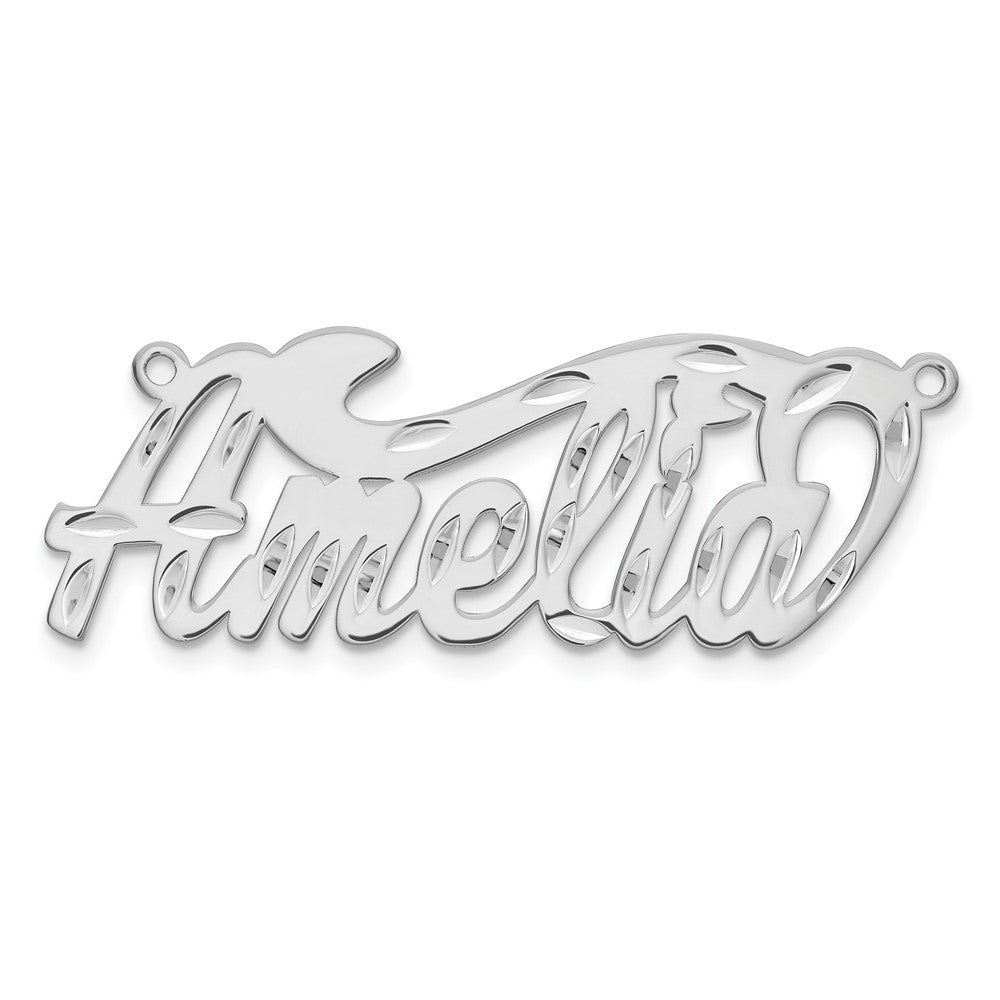 14k White Gold Diamond-cut Name Plate
