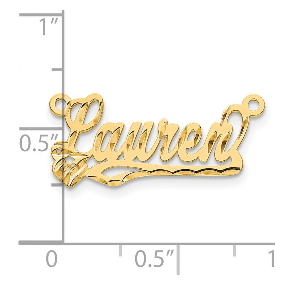 Sterling Silver/Gold-plated Diamond-Cut Heart Name Plate