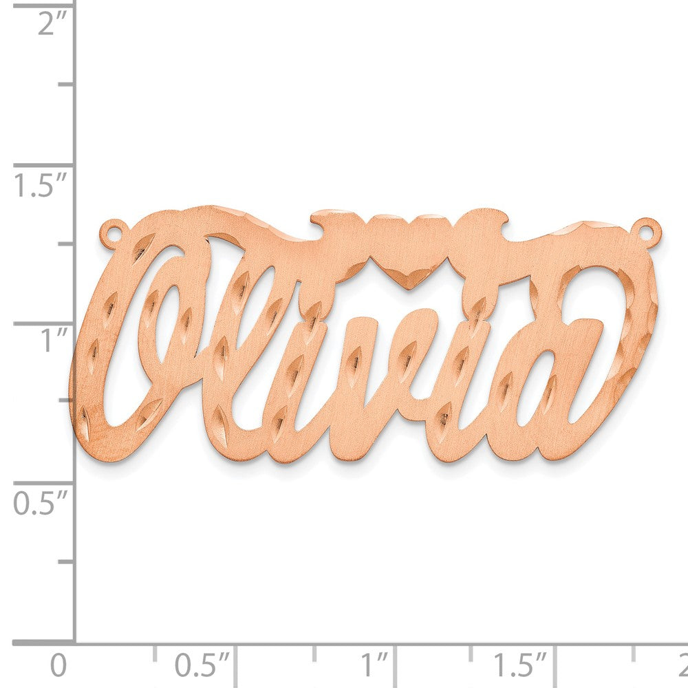 14l Rose Gold Satin Diamond-cut Heart Name Plate