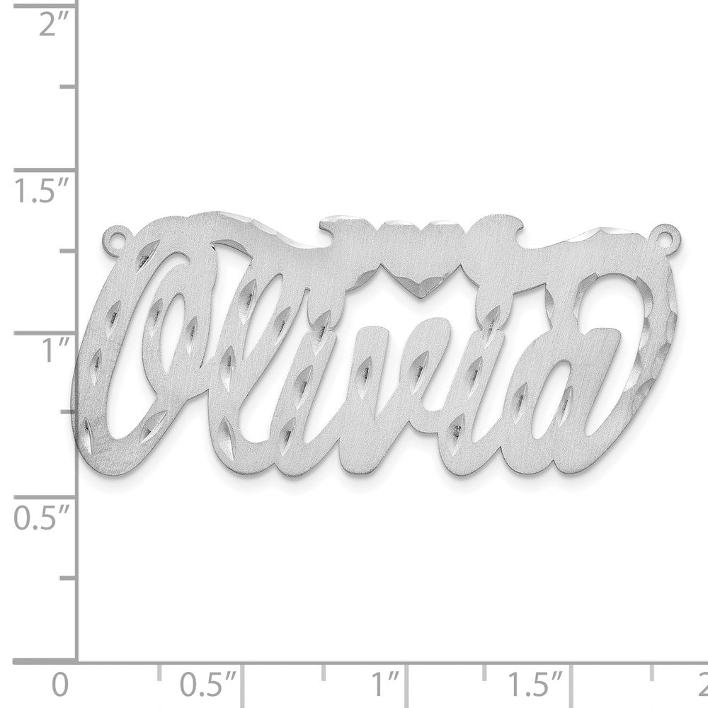 14k White Gold Satin Diamond-cut Heart Name Plate