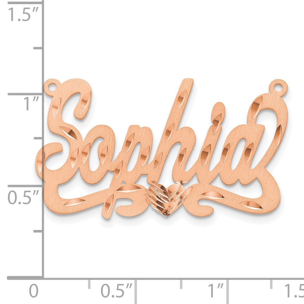 14k Rose Gold Satin Diamond-cut Heart Name Plate