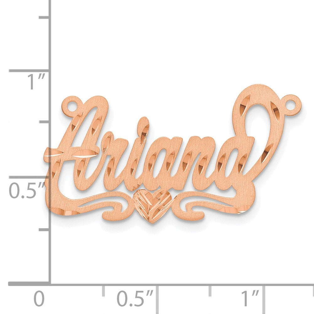 14k Rose Gold Satin Diamond-cut Heart Name Plate