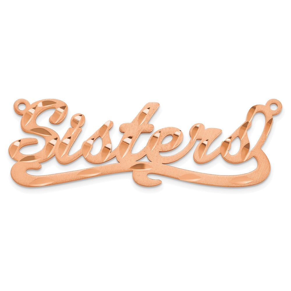 14k Rose Gold Satin Diamond-cut Name Plate