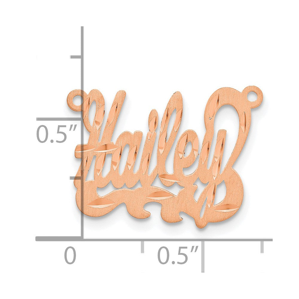 14k Rose Gold Satin Diamond-cut Name Plate