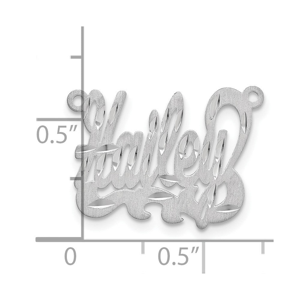 Sterling Silver/Rhodium-plated Satin Diamond-cut Name Plate