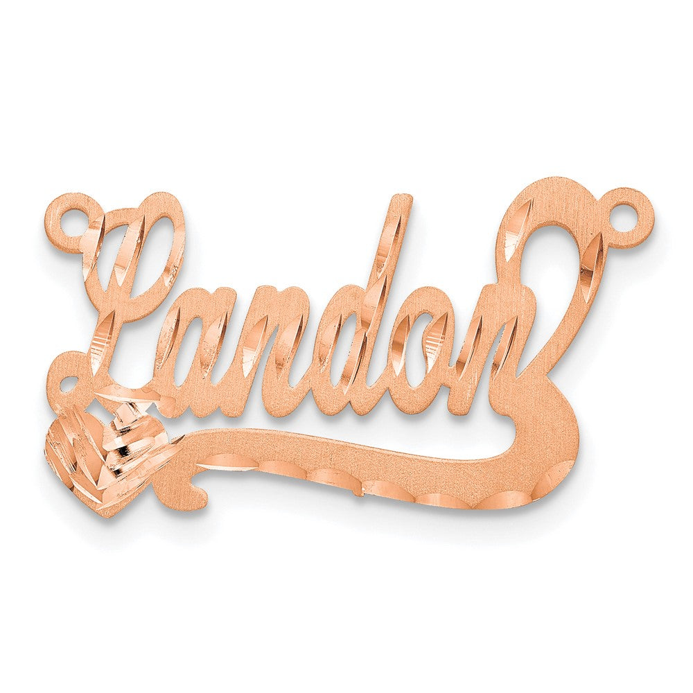 Sterling Silver/Rose-plated Satin Diamond-cut Heart Name Plate