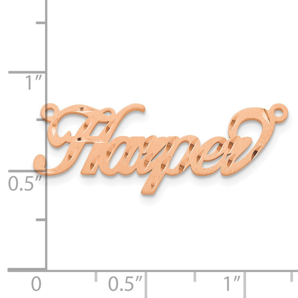14k Rose Gold Satin Diamond-cut Name Plate