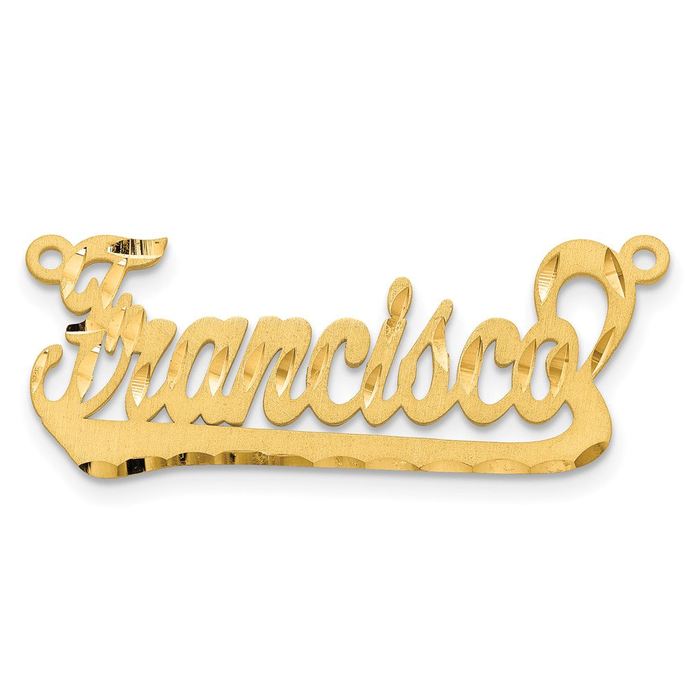 14k Yellow Gold Satin Diamond-cut Underlined Name Plate