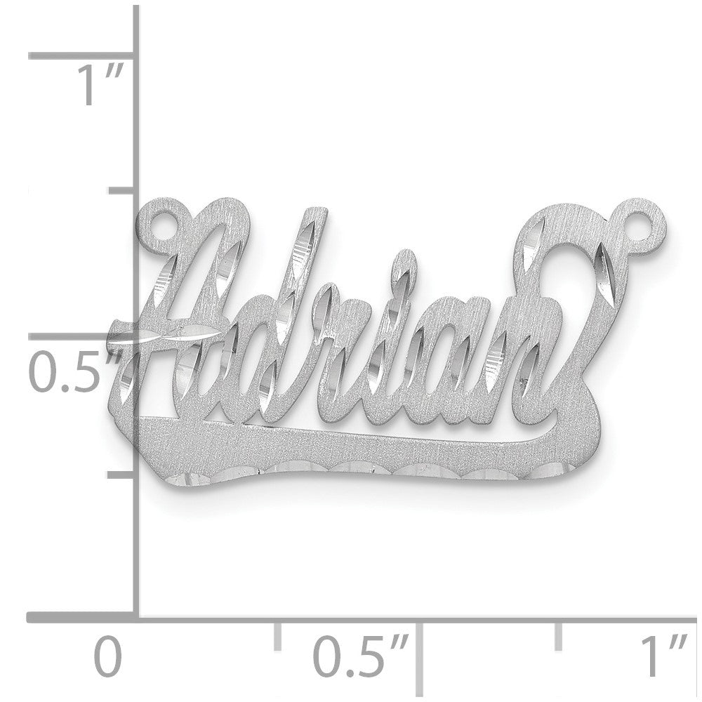 14k White Gold Satin Diamond-cut Underlined Name Plate