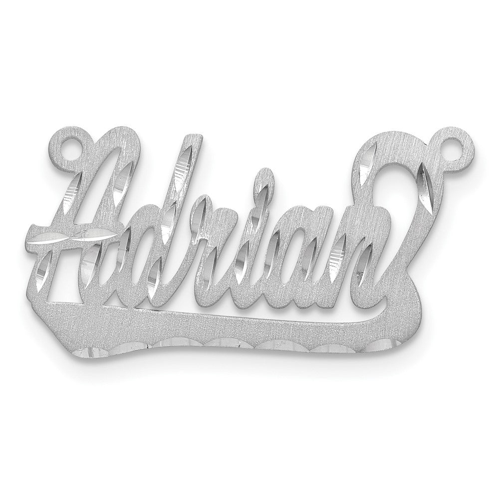 10k White Gold Satin Diamond-cut Underlined Name Plate