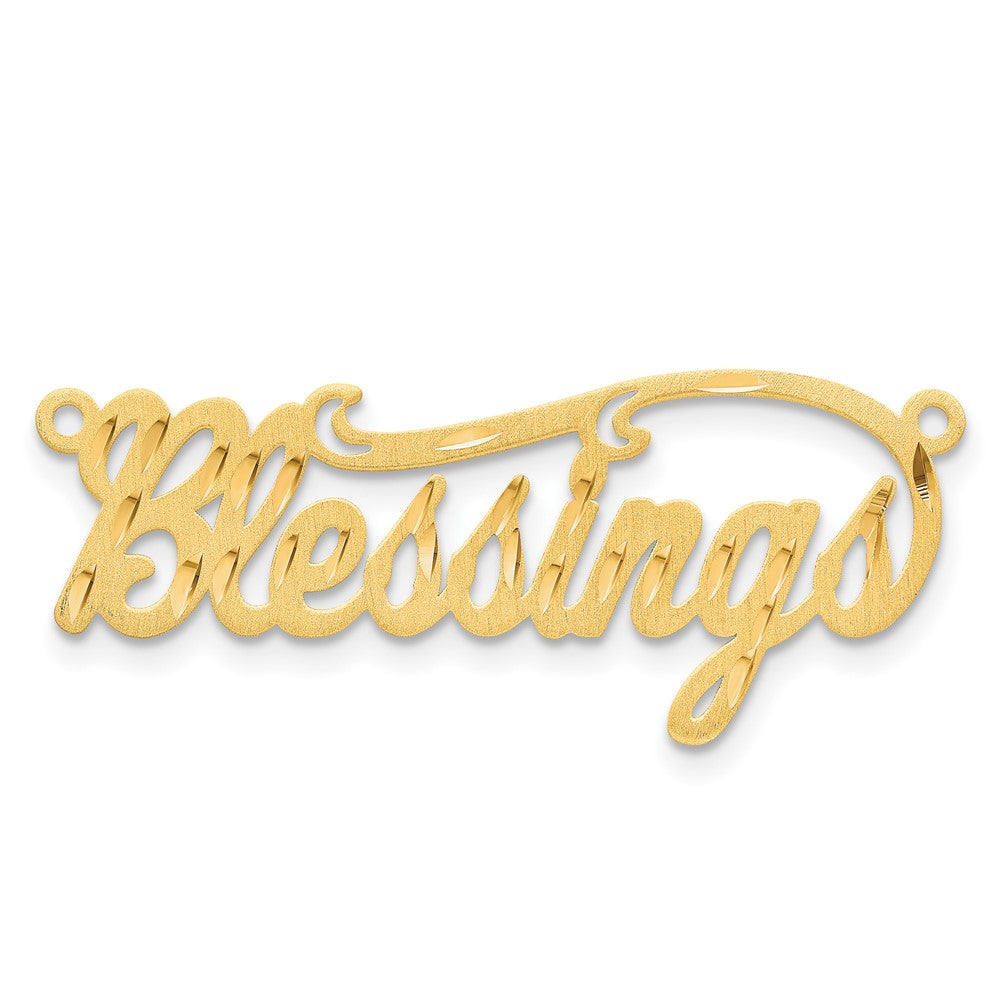 14k Yellow Gold Satin Diamond-cut Name Plate