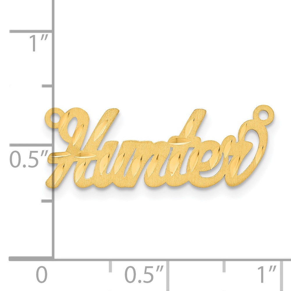 14k Yellow Gold Satin Diamond-cut Name Plate