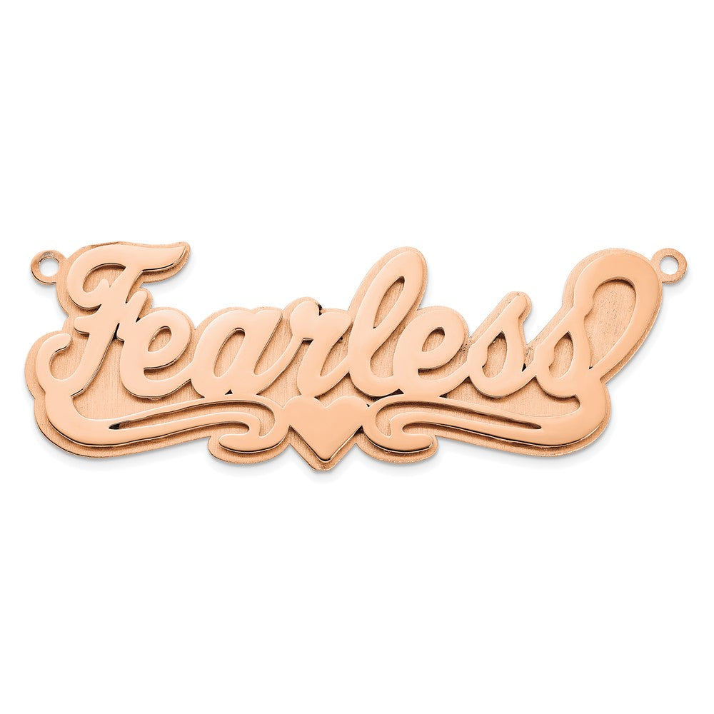 Sterling Silver/Rose-plated 3D Polished Heart Name Plate