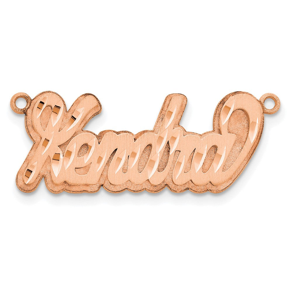 Sterling Silver/Rose-plated 3D Satin Diamond-cut Name Plate