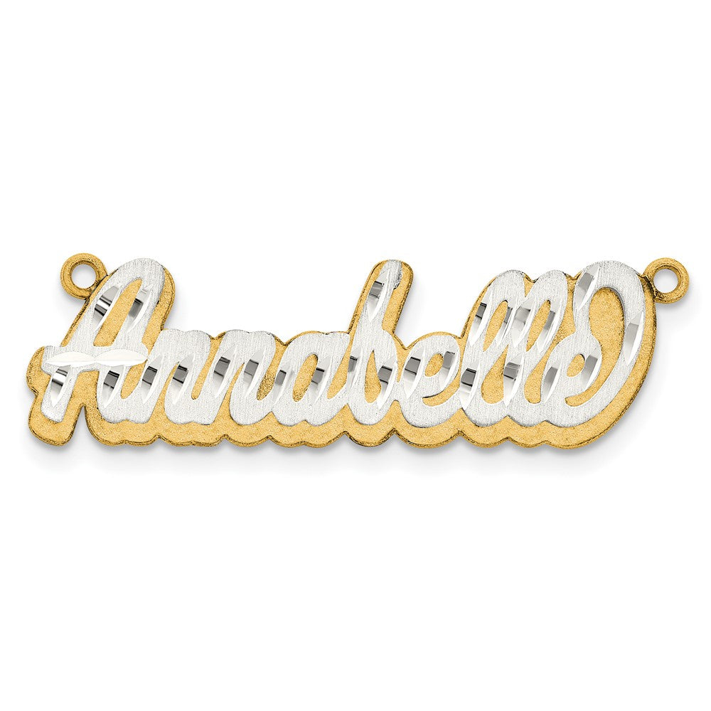 14k 3D Two-tone Satin Diamond-cut Name Plate