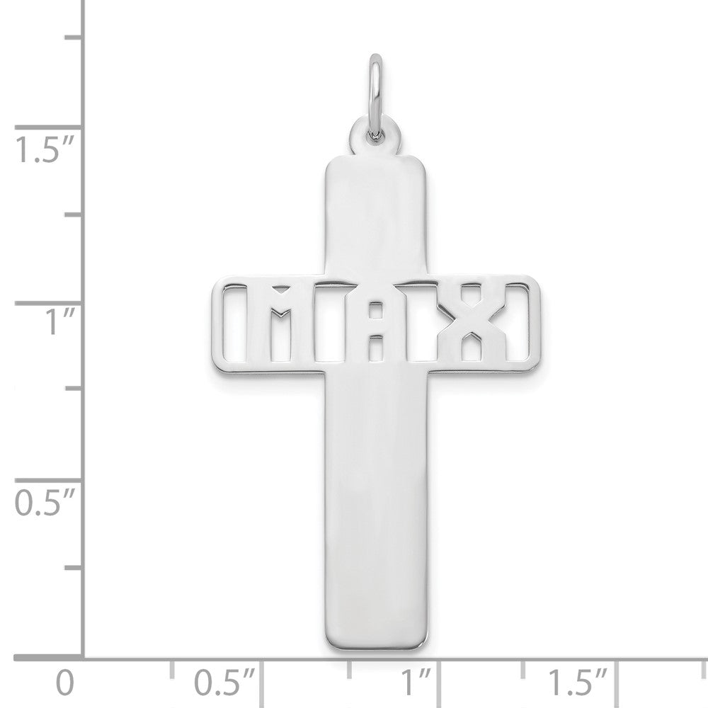 10k White Gold Cross with Cut-out Name Charm