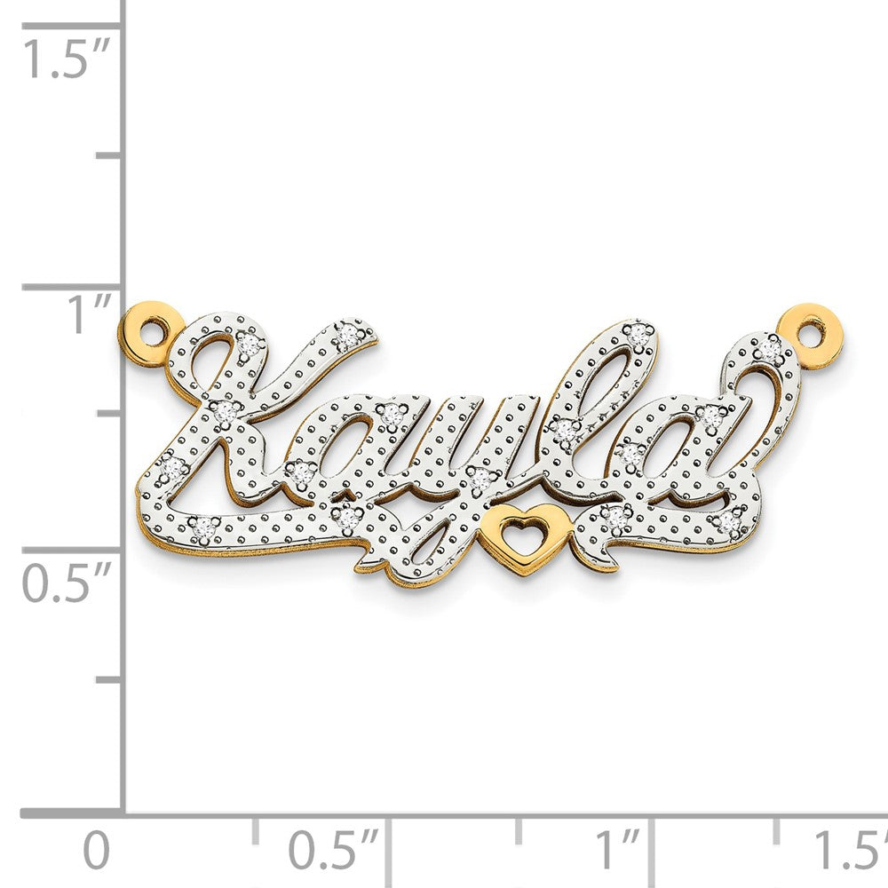 14k Yellow Gold and Rhodium 3D Diamond Name Plate