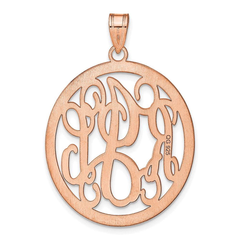 Sterling Silver/Rose-plated Round Monogram Pendant