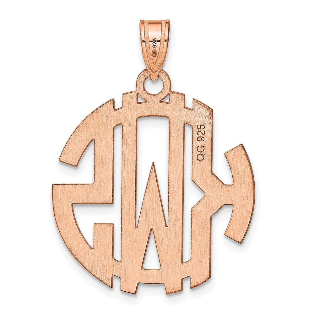 Sterling Silver/Rose-plated Round Cut-out Monogram Pendant