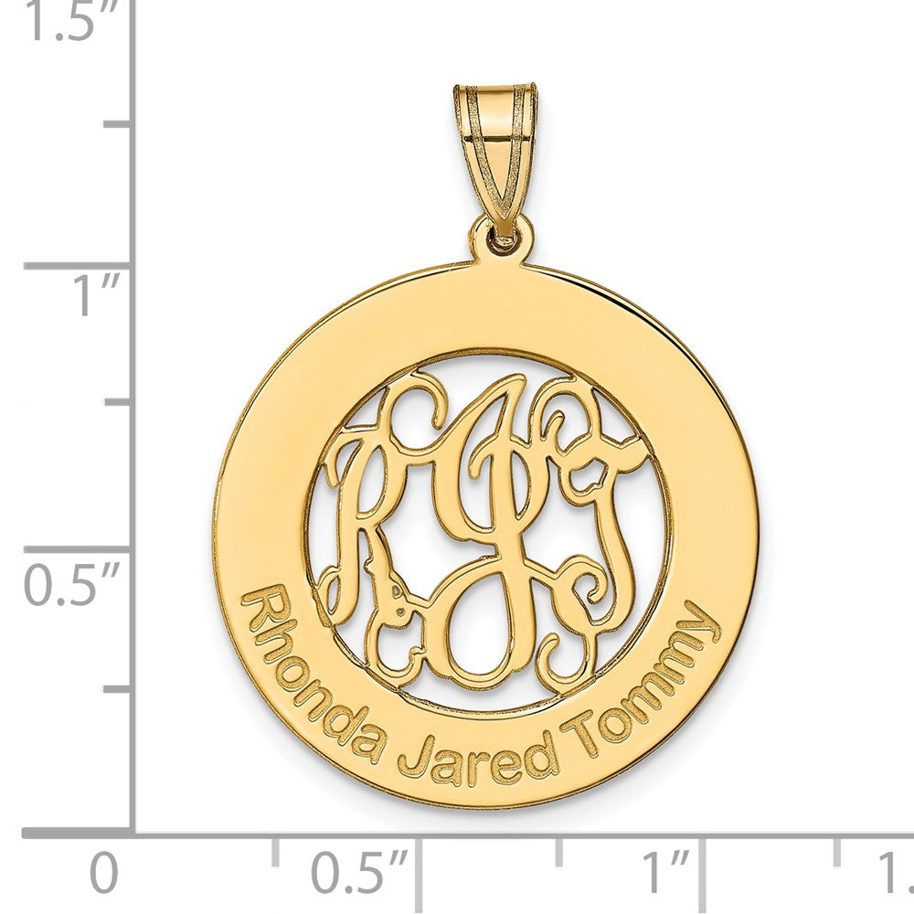 Sterling Silver/Gold-plated Round Family Monogram Pendant