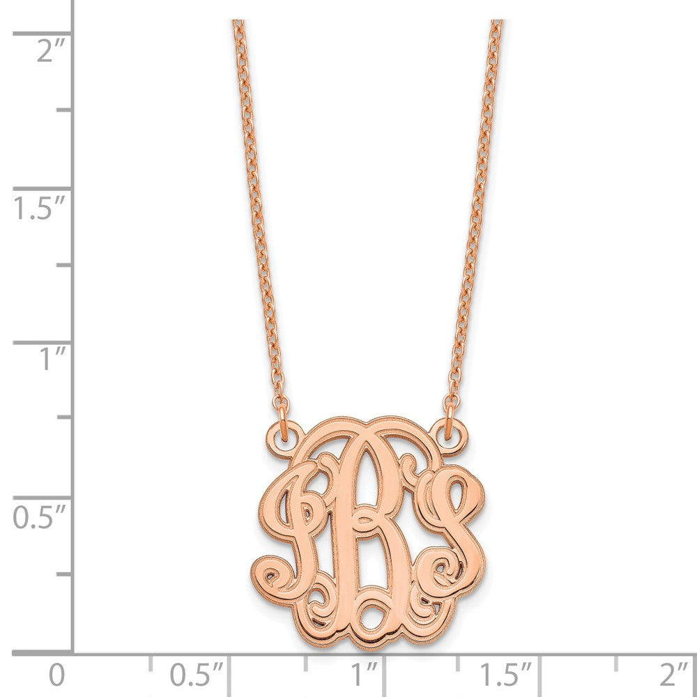 Sterling Silver/Rose-plated Etched Monogram Necklace