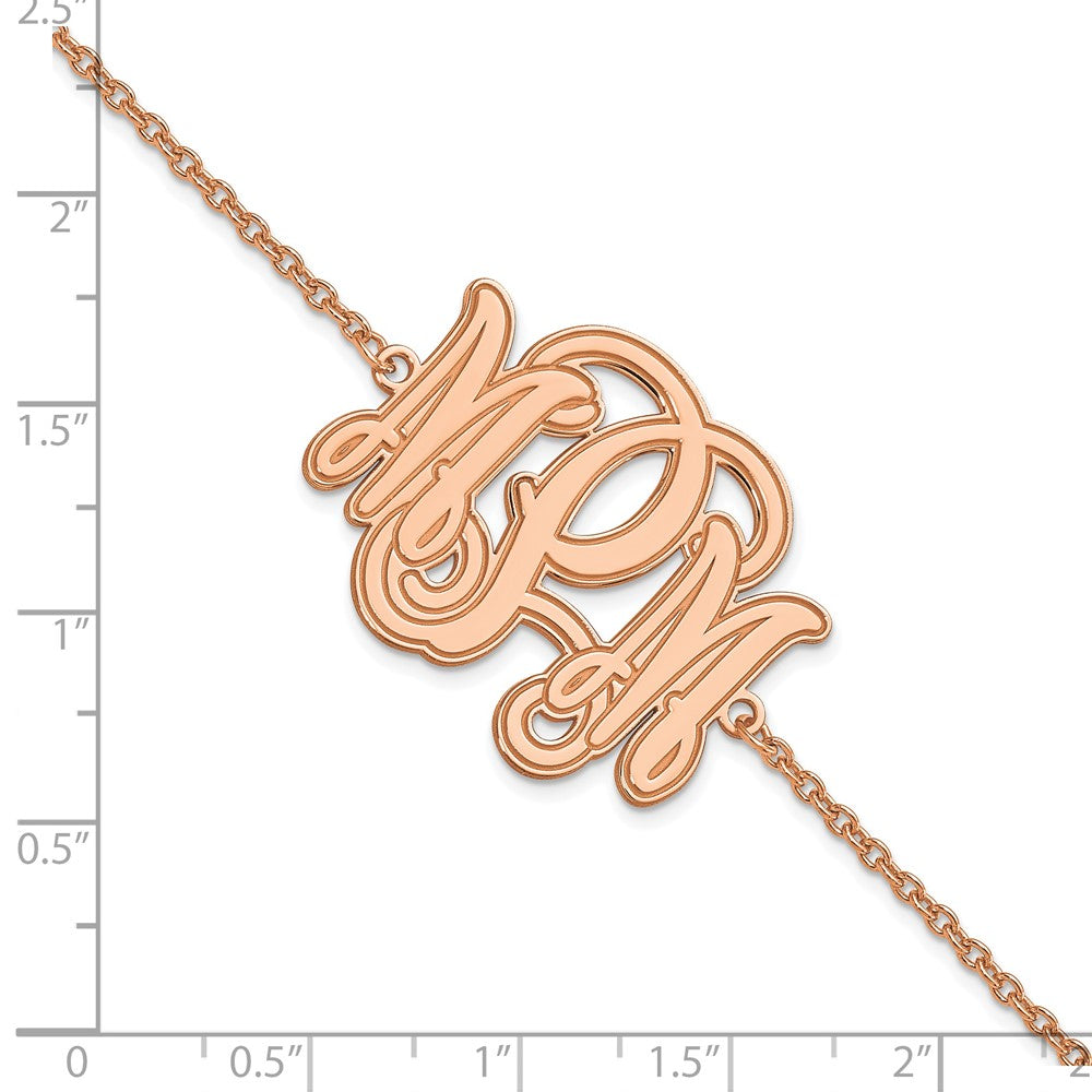 Sterling Silver/Rose-plated Etched Monogram Bracelet