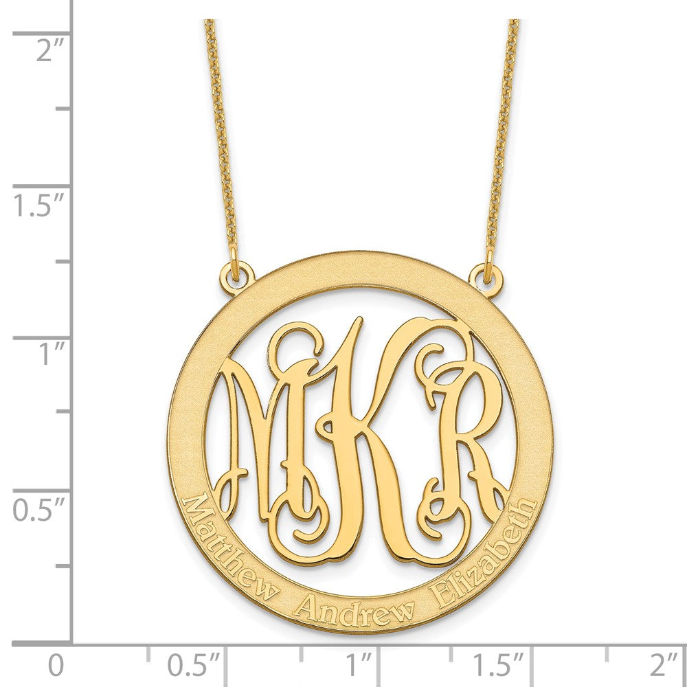 14k Yellow Gold Large Family Monogram Necklace