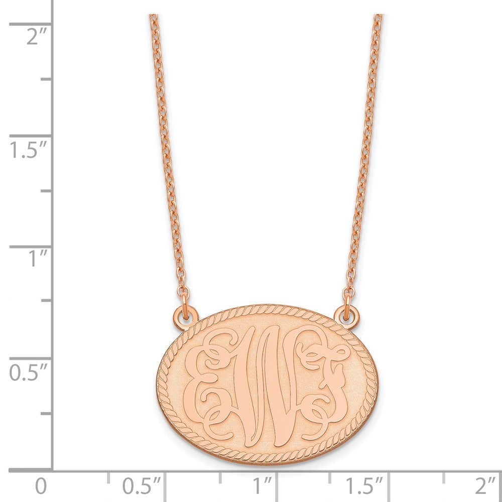 Sterling Silver/Rose-plated Brushed Monogram Necklace