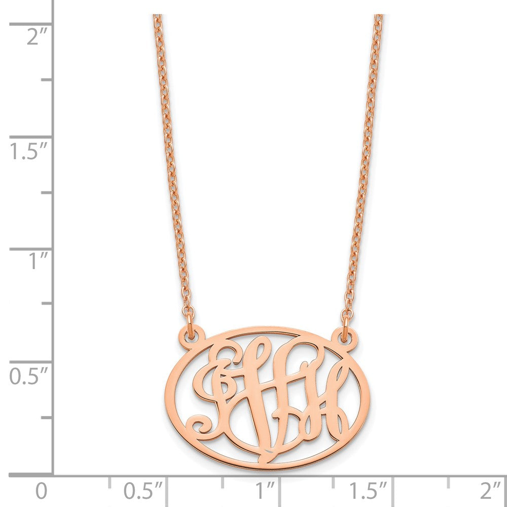 Sterling Silver/Rose-plated Oval Monogram Necklace