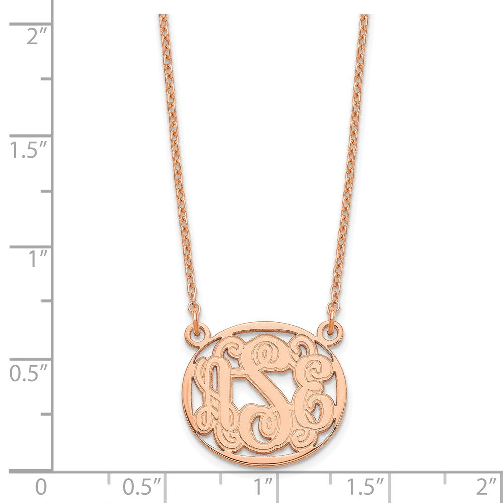 Sterling Silver/Rose-plated Etched Oval Monogram Necklace