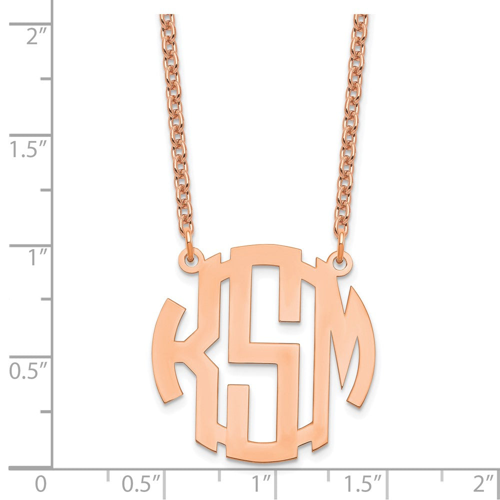 Sterling Silver/Rose-plated Small Round Monogram Necklace