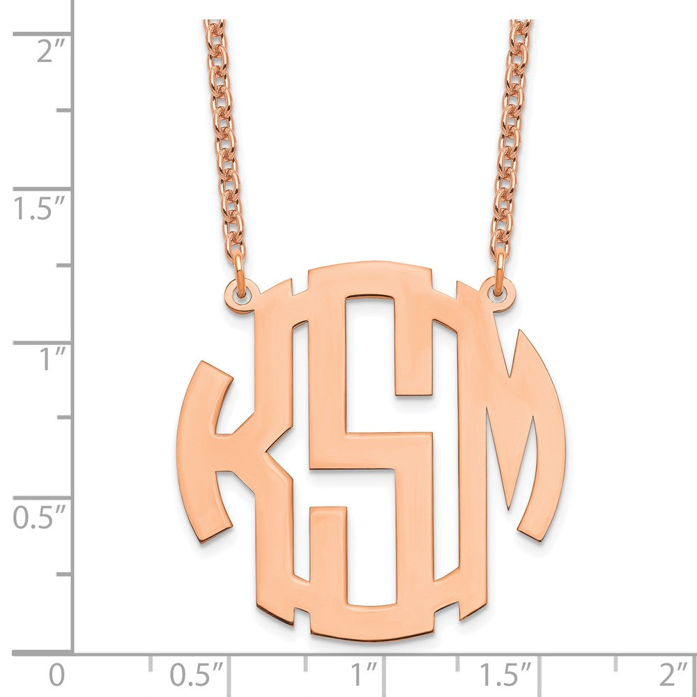 Sterling Silver/Rose-plated Round Monogram Necklace