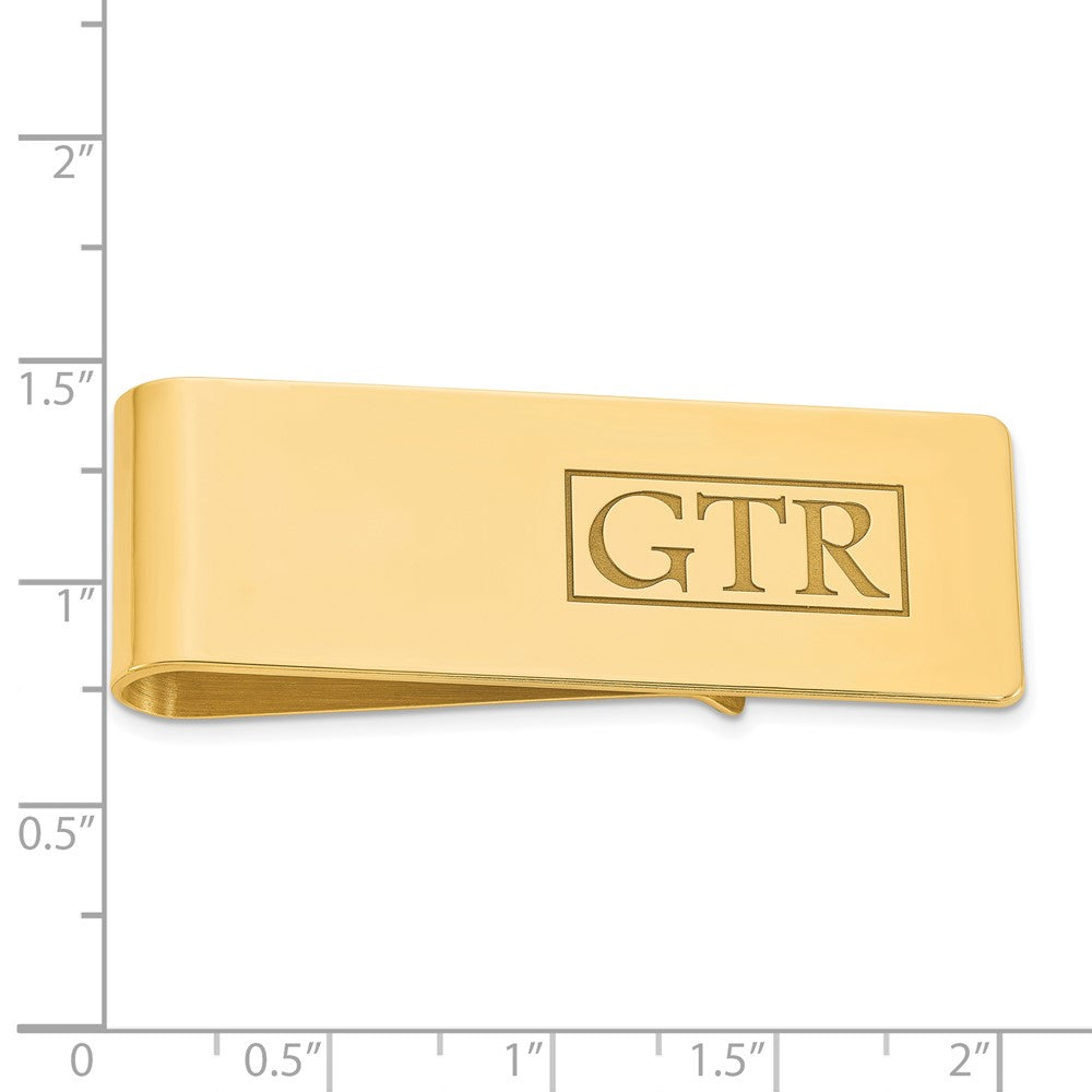 14k Yellow Gold Recessed Letter Money Clip