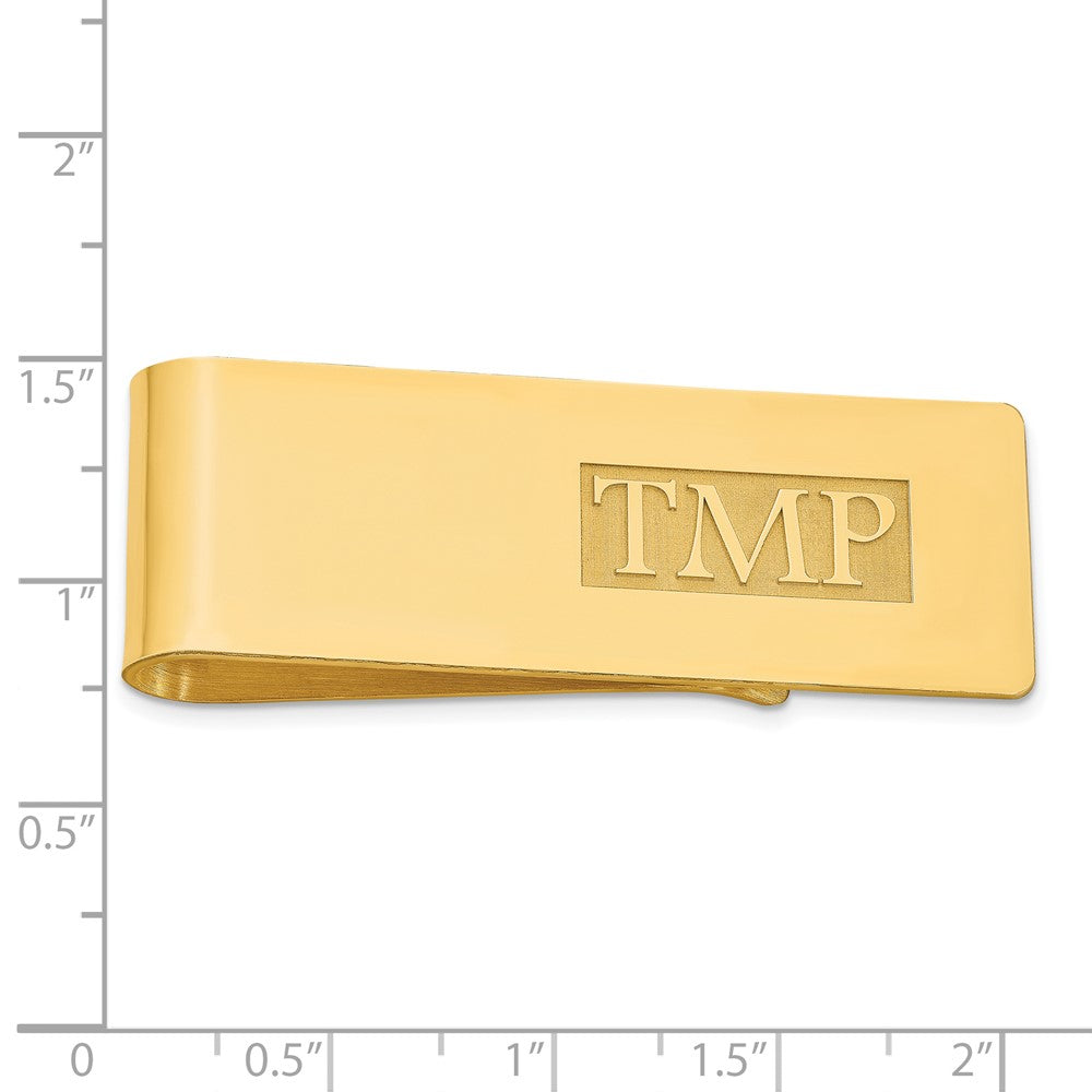 Sterling Silver/Gold-plated Raised Letter Monogram Money Clip