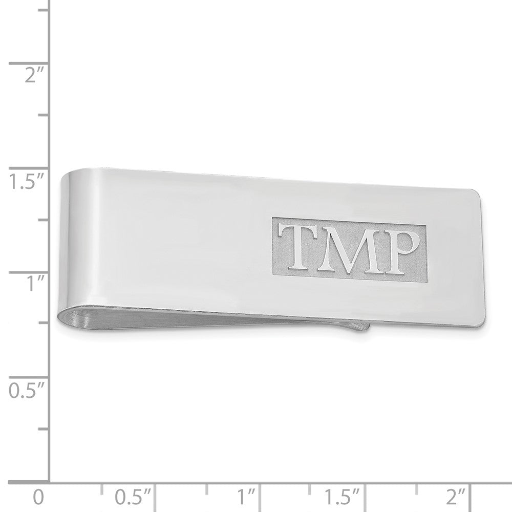 Sterling Silver/Rhodium-plated Raised Letter Monogram Money Clip