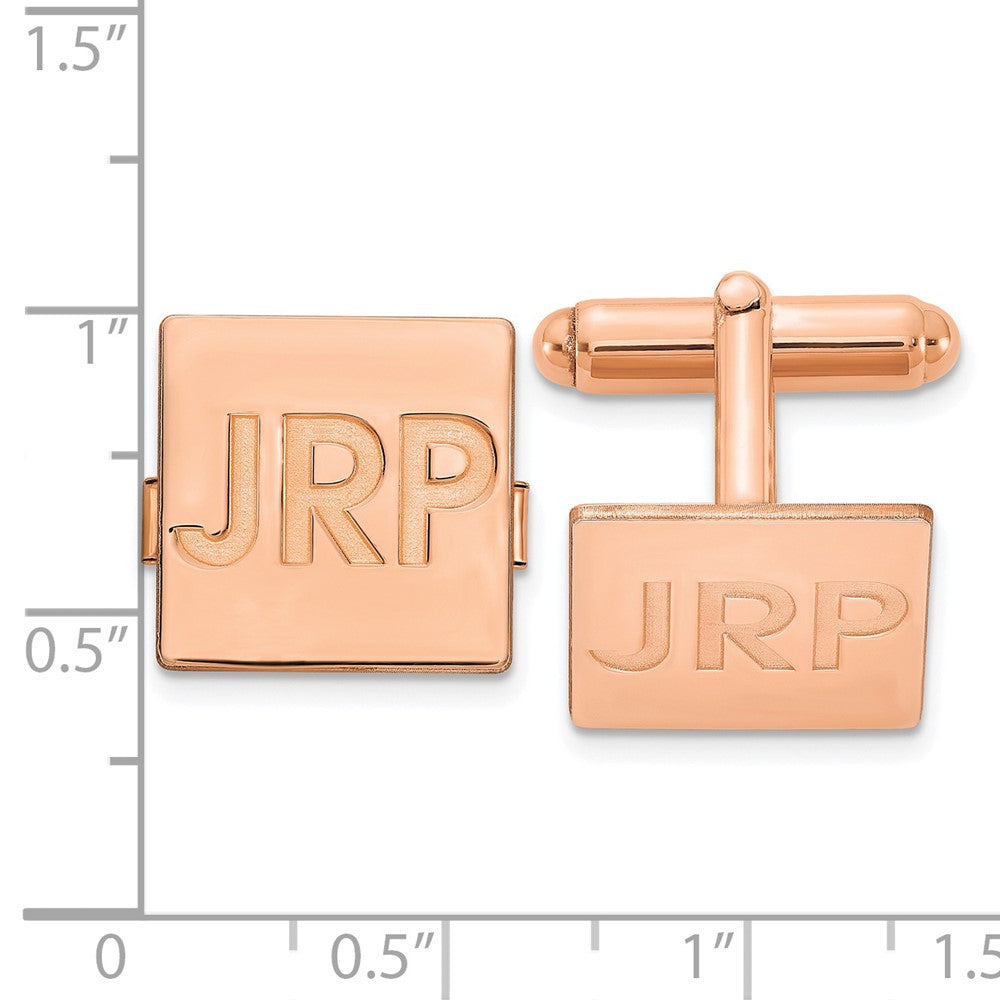 SS/Rose-plated Recessed Letter Square Monogram Cuff Link