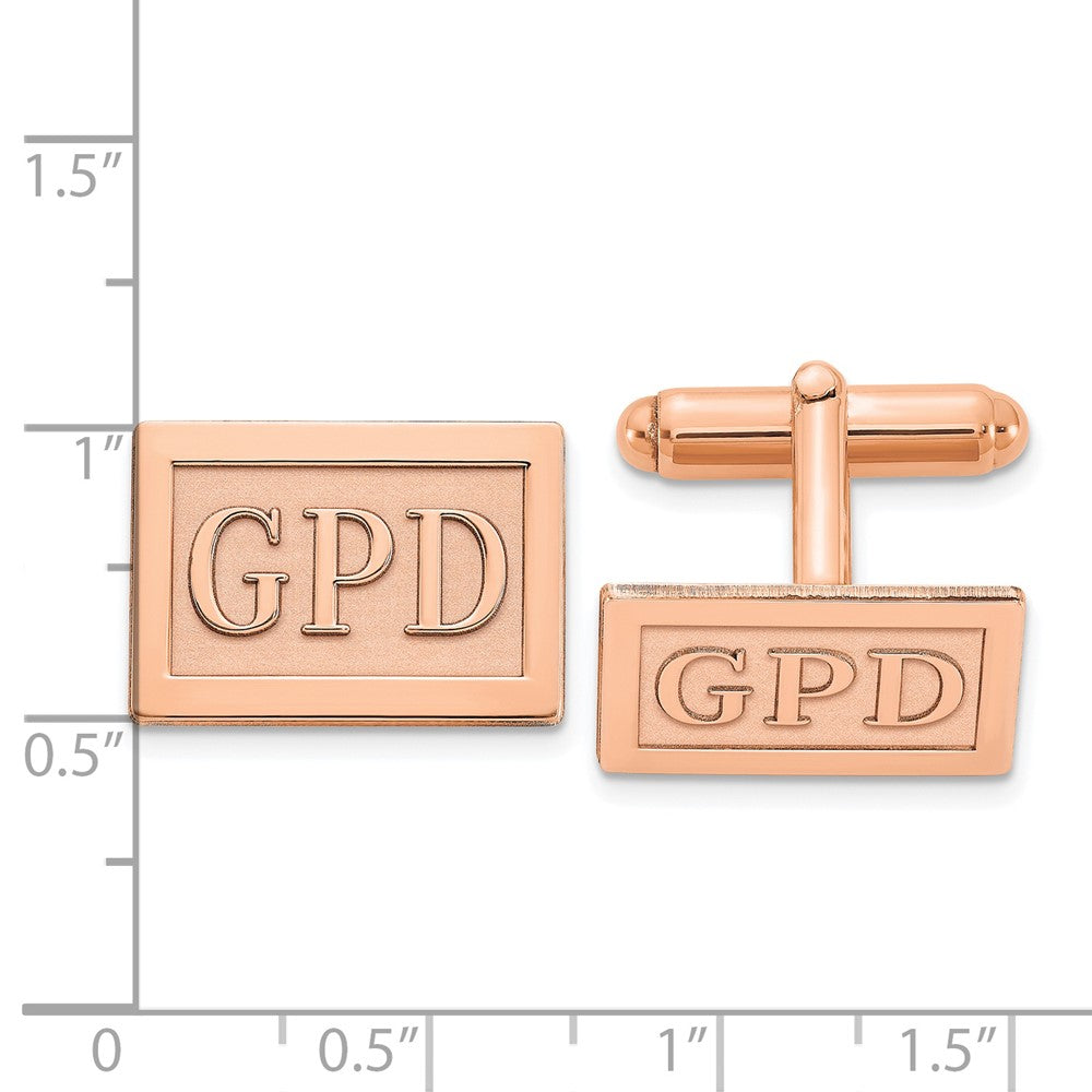 SS/Rose-plated Raised Letter Rectangle Monogram Cuff Link