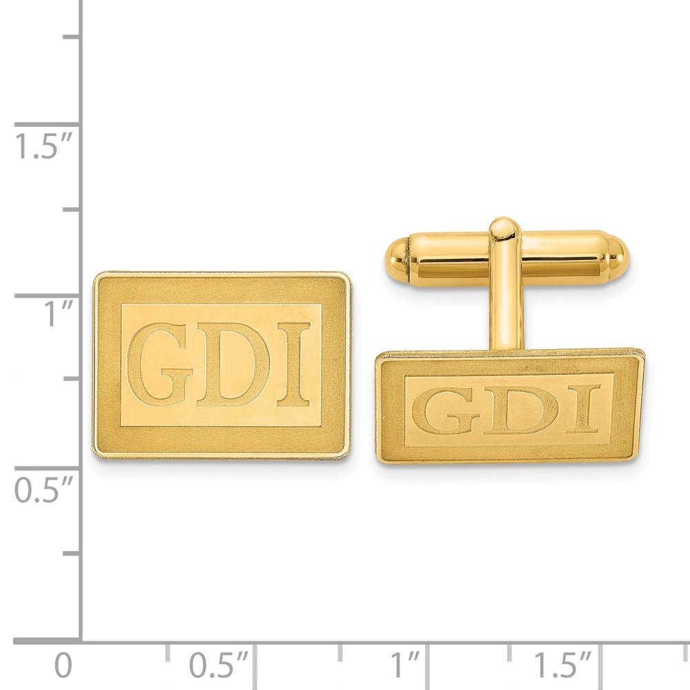 SS/Gold-plated Recessed Letter Rectangle Monogram Cuff Link