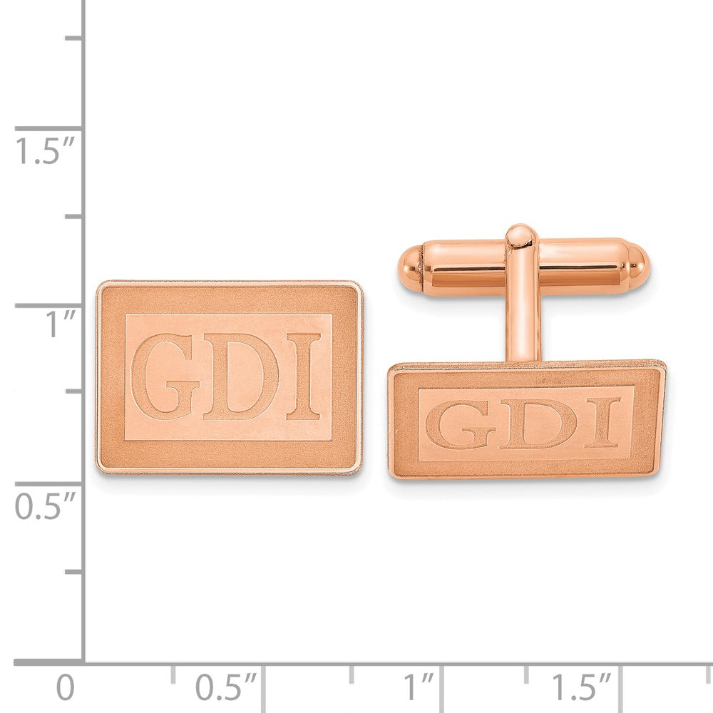 SS/Rose-plated Recessed Letter Rectangle Monogram Cuff Link