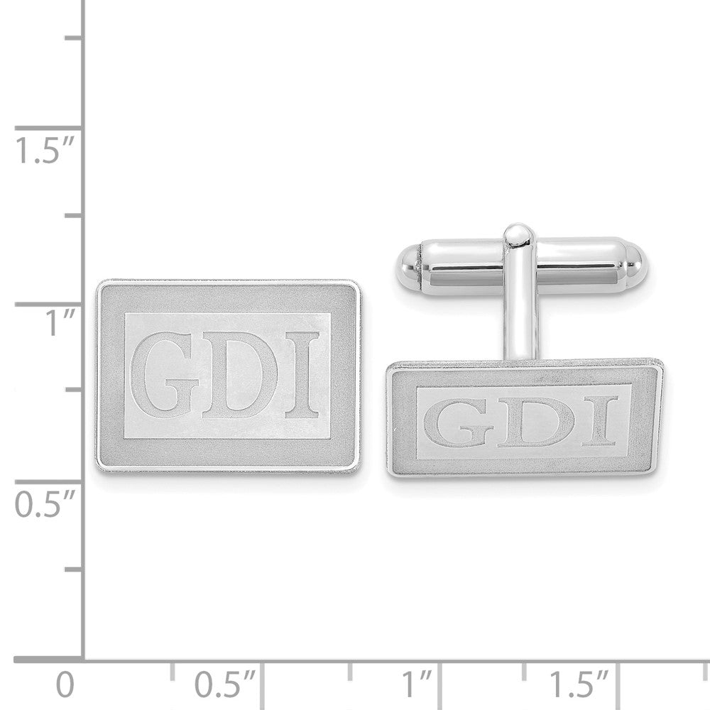 SS/Rhod-plated Recessed Letter Rectangle Monogram Cuff Link