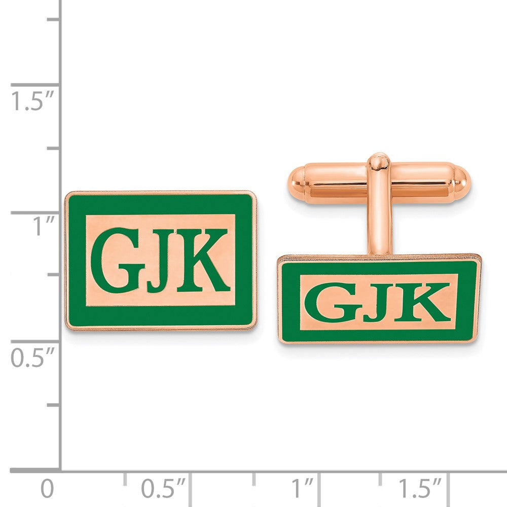 ss/Rose-plated Epoxy Boarder and Letter Monogram Cuff Link