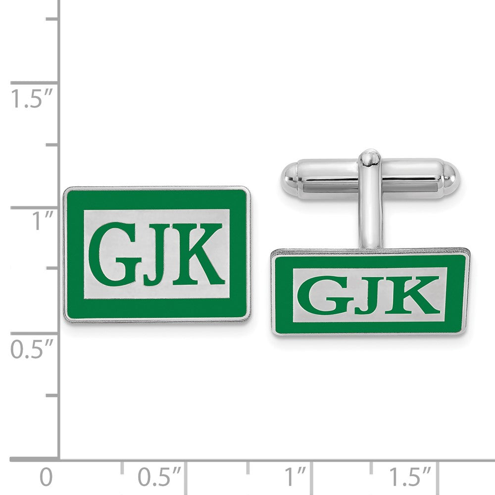SS/Rhodium-plated Epoxy Boarder and Letter Monogram Cuff Link