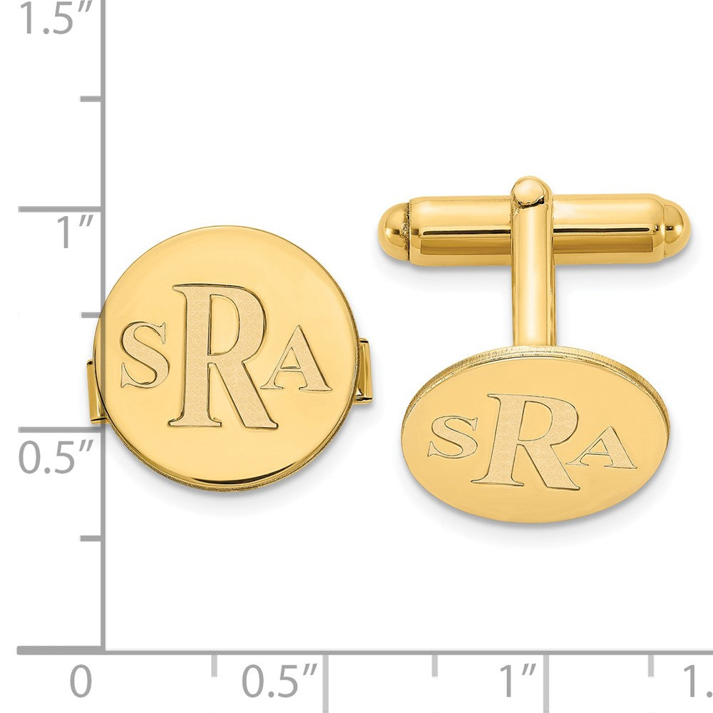 SS/Gold-plated Recessed Letter Monogram Round Cuff Link