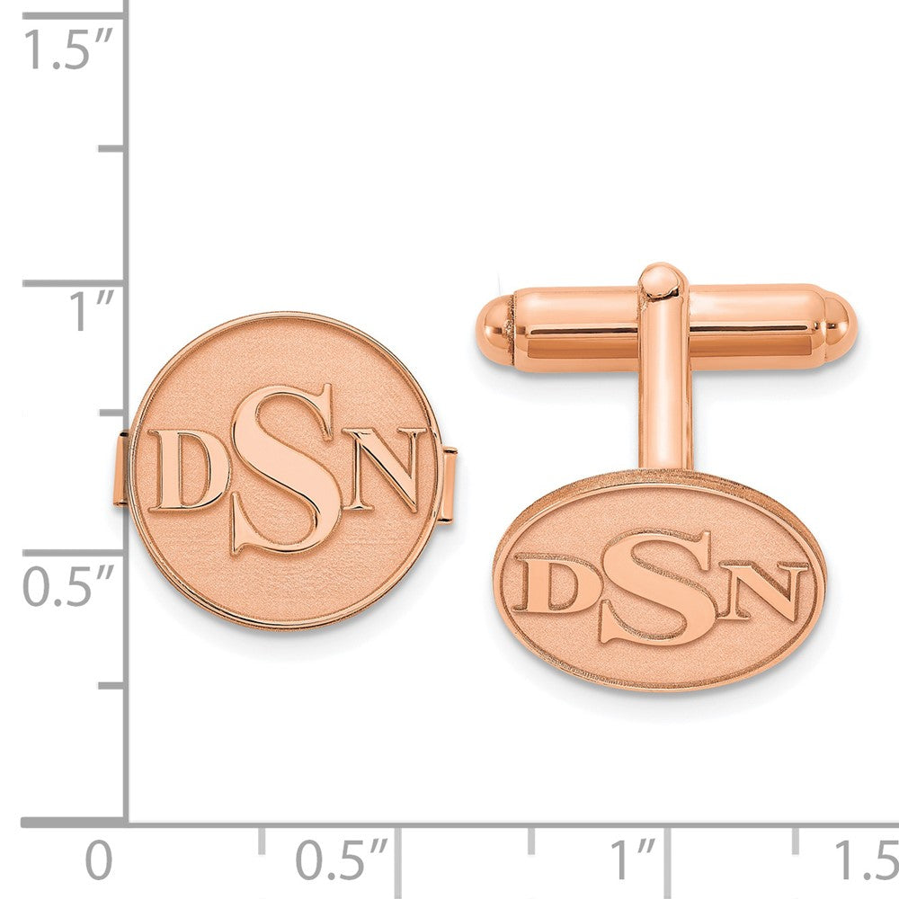 SS/Rose/plated Raised Letter Monogram Round Cuff Link