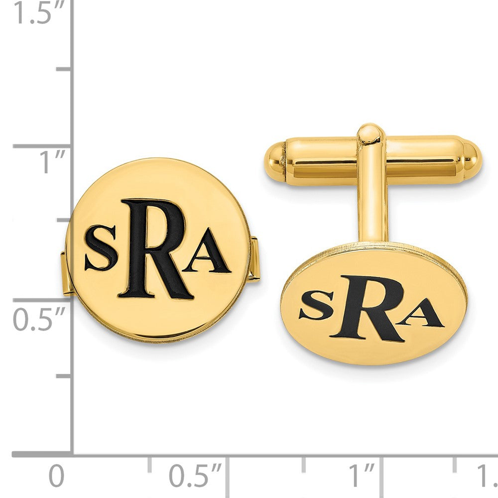 SS/Gold-plated Epoxy Letter Monogram Cuff Link